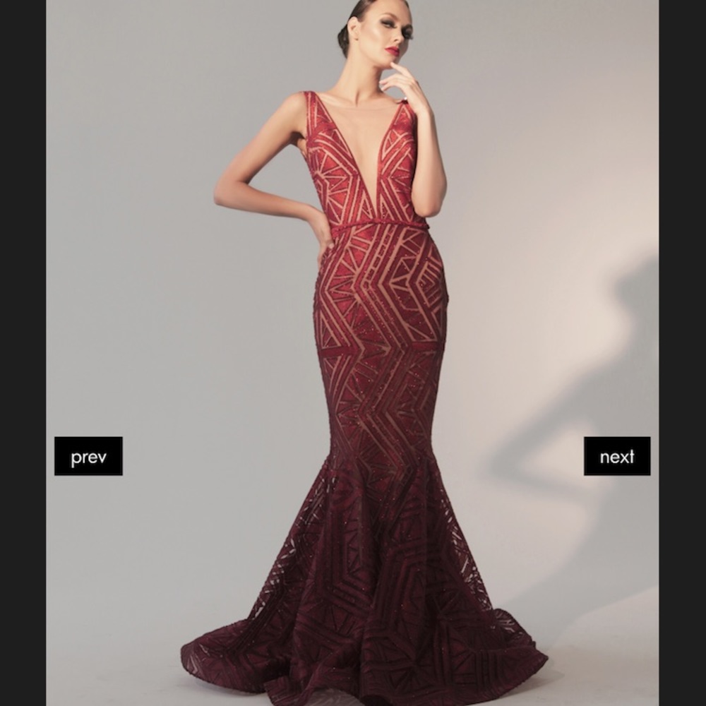 Red Nicole Bakti Prom Dress/ 2017 FW Collection. - Picture 1 of 6